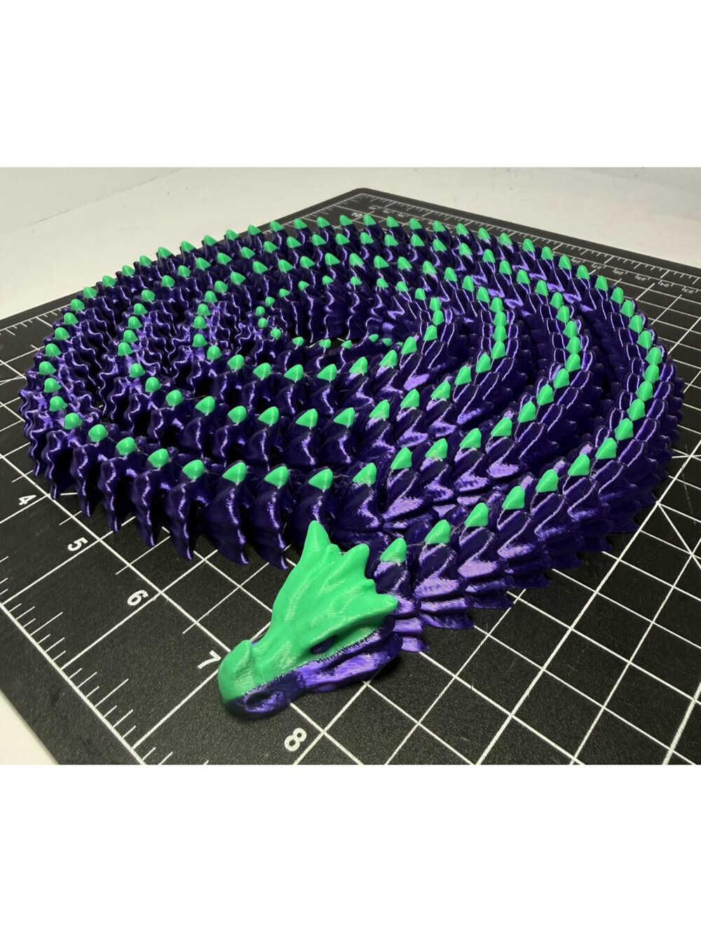 3D Printed LONG Dragon/Snake - PLA - Purple and Green - 5 Feet 4 Inches